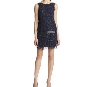 Adrianna Papell - Navy Drop-Waist Short Fish Scale